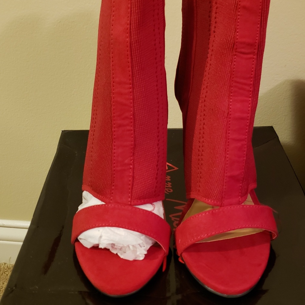 Red Open Toe Booties